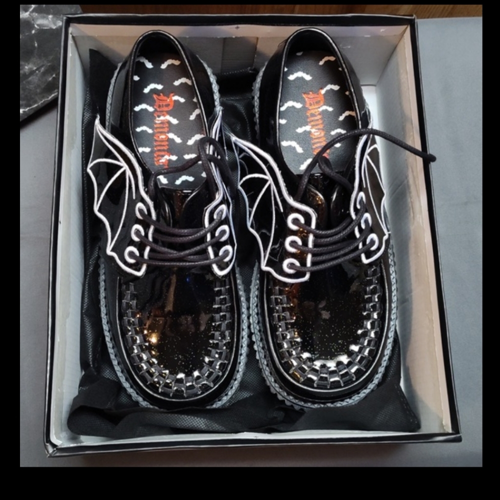 Demonia Creeper-205 Black Vinyl Glitter